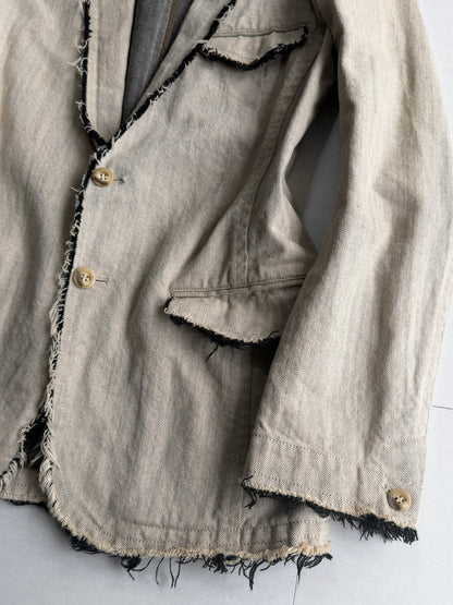 TORNADO MART Raw Edge Distressed Jacket Size L