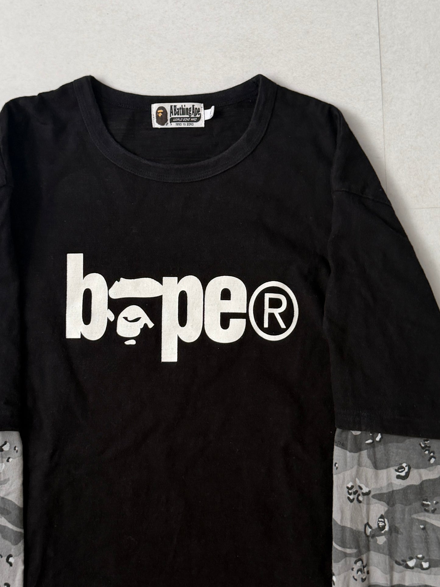 Bape Multi Camo Layered Long Sleeve Shirt Size XL