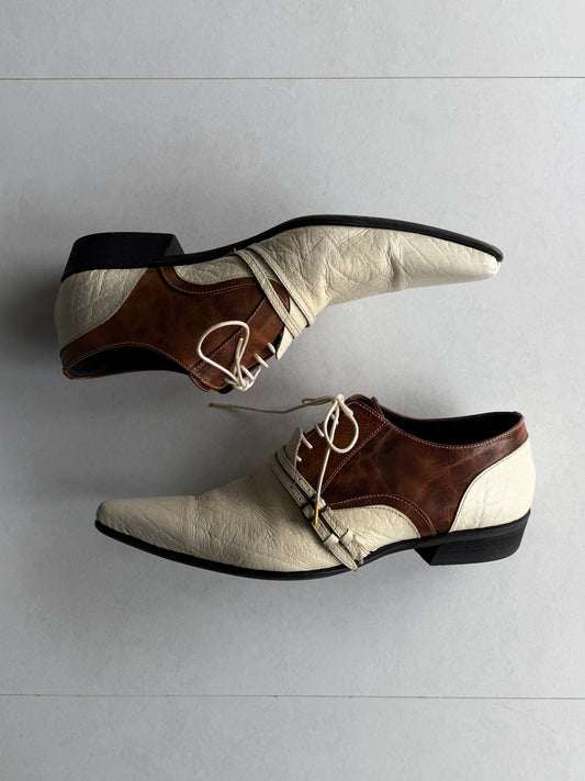 TORNADO MART Two-Tone Pointed Leather Shoes Size S