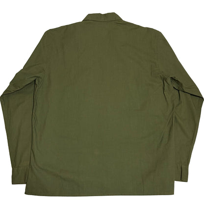 AGNES B. 1990s Zip Up Cotton Long Sleeve Shirt Olive Size 42