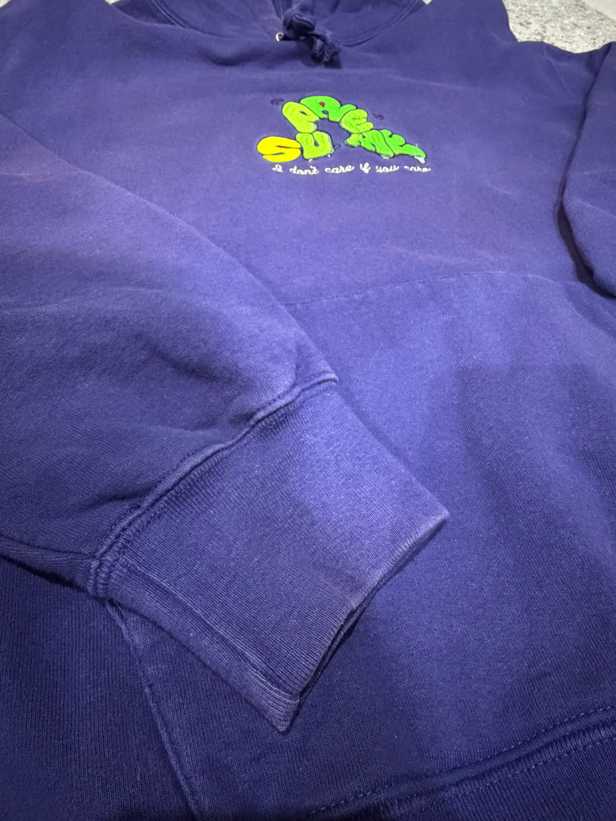 Supreme Don't Care Hooded Sweatshirt Purple Size M
