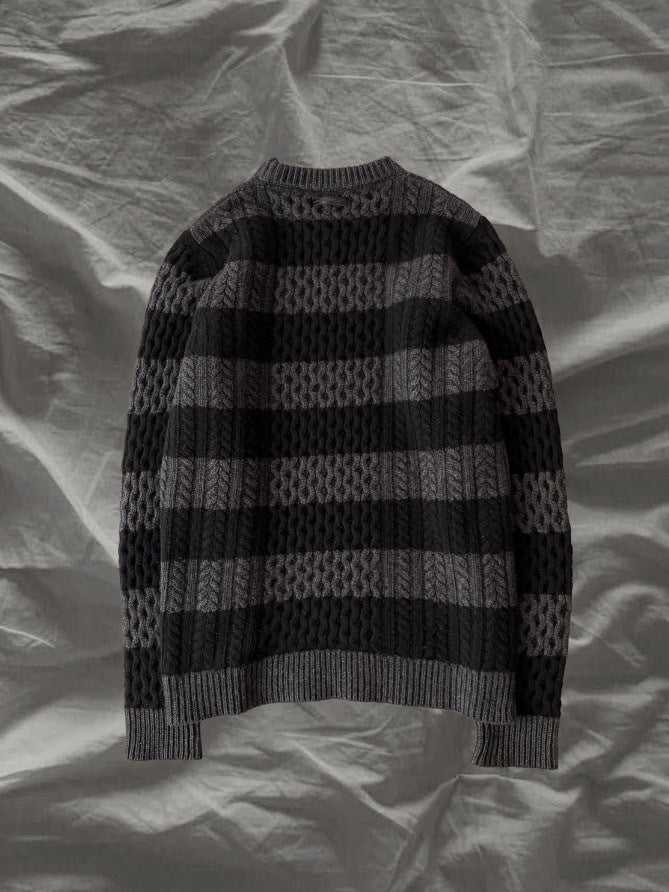 DIESEL BLACKGOLD Virgin Wool Border Low Gauge Knit