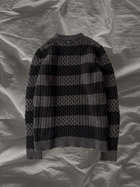 DIESEL BLACKGOLD Virgin Wool Border Low Gauge Knit
