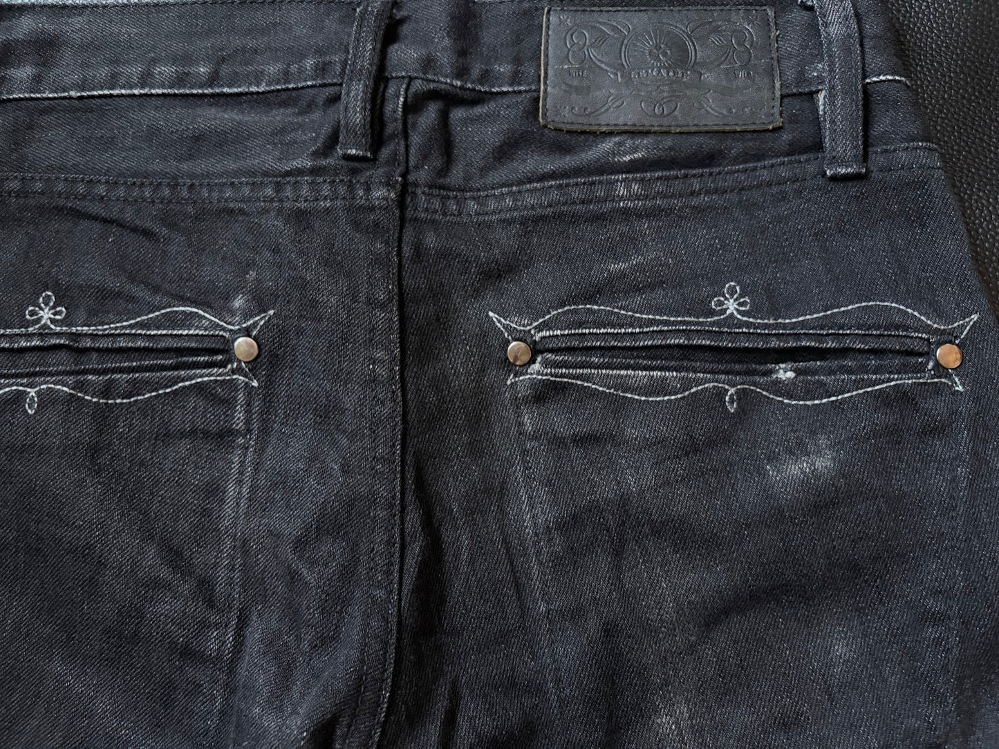 LEMAIRE 90s Embroidered Slim Black Denim Pants Size 27