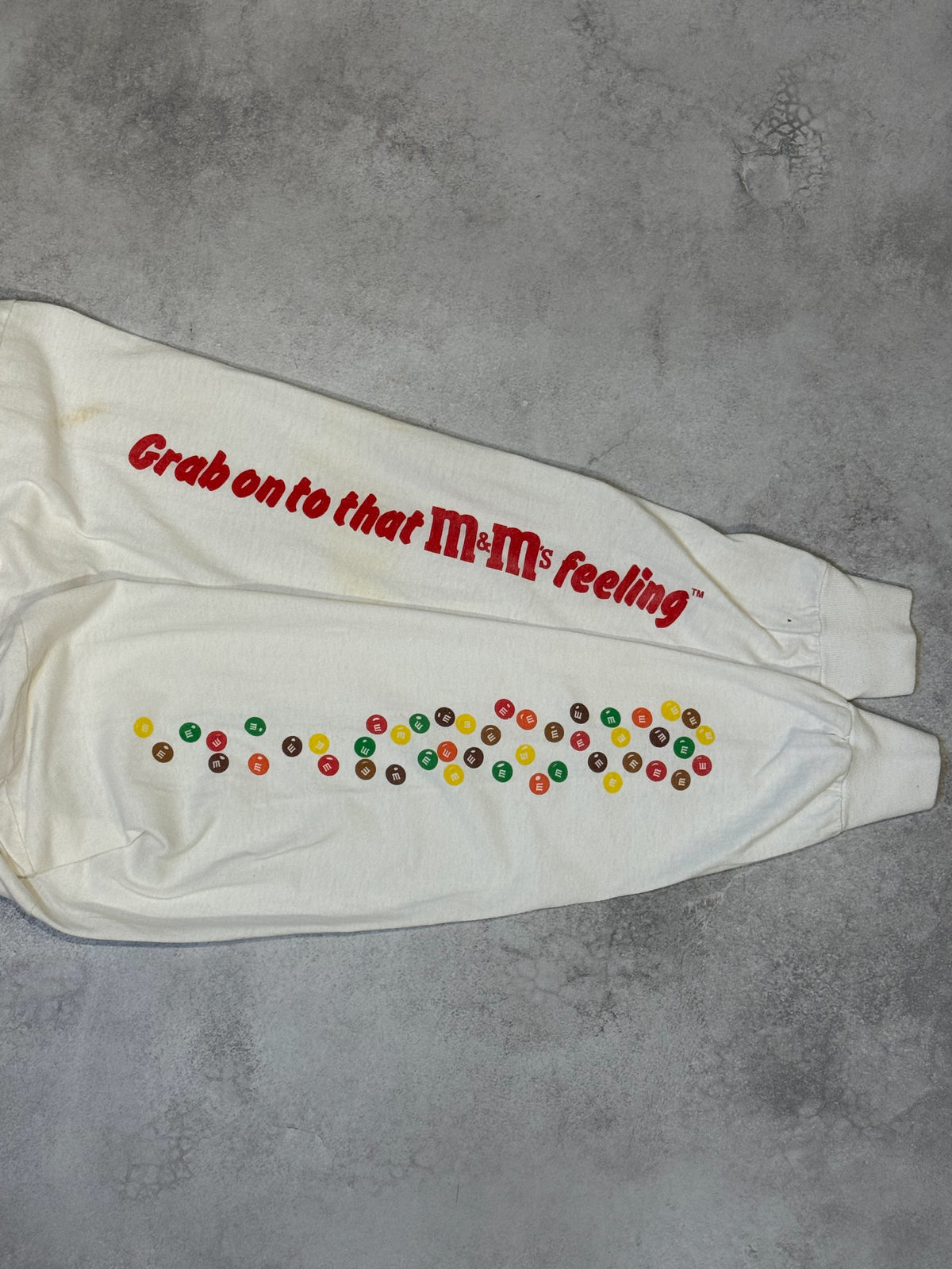 M&Ms 80s White Cotton Long Sleeve T-Shirt Size XL