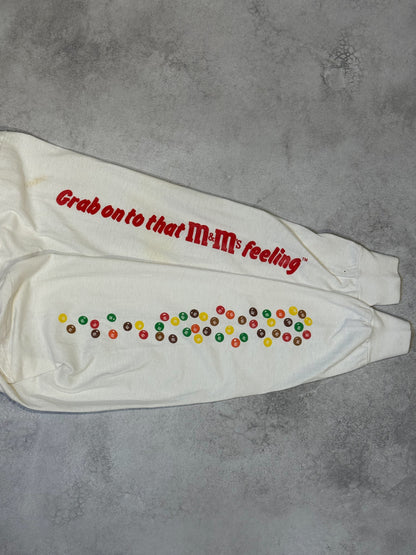 M&Ms 80s White Cotton Long Sleeve T-Shirt Size XL