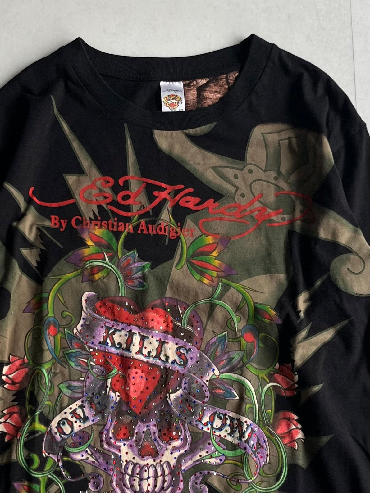 Ed Hardy Skull Long Sleeve Tee Black Size XL