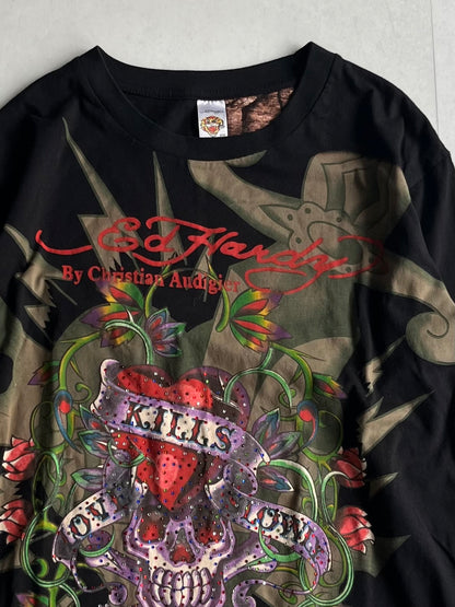 Ed Hardy Skull Long Sleeve Tee Black Size XL