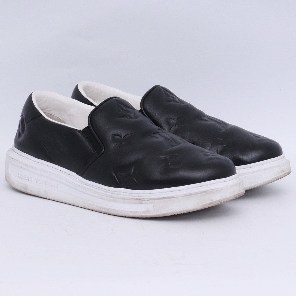 LOUIS VUITTON Beverly Hills Monogram Slip-Ons Black Size 7.5