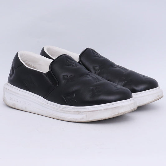 LOUIS VUITTON Beverly Hills Monogram Slip-Ons Black Size 7.5