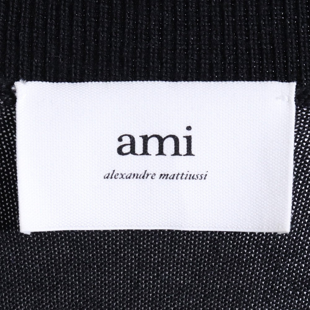 AMI PARIS Merino Wool Logo Cardigan Black Size L