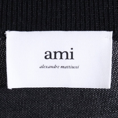AMI PARIS Merino Wool Logo Cardigan Black Size L