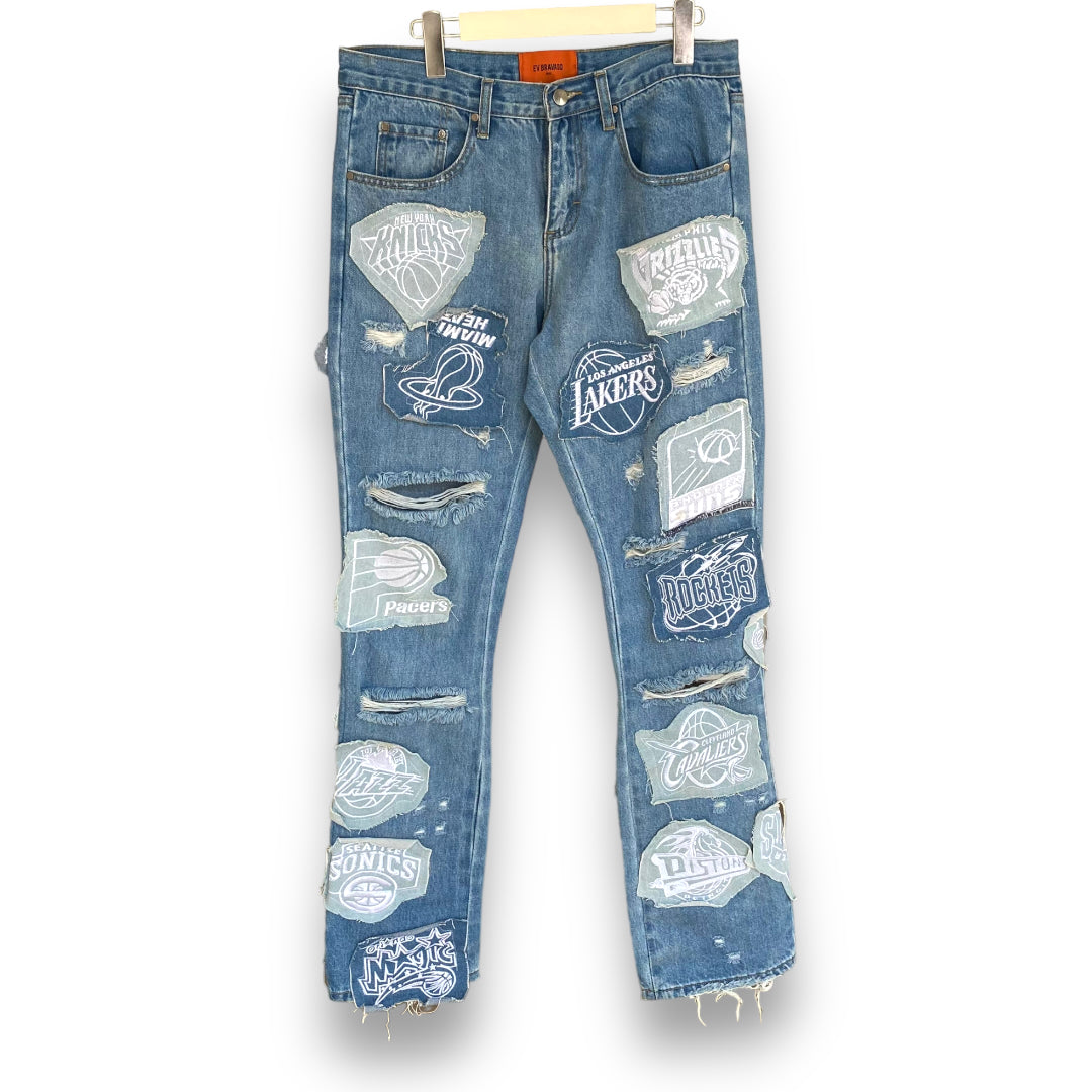 EV BRAVADO Destroyed Patch Denim Jeans Indigo Size 30