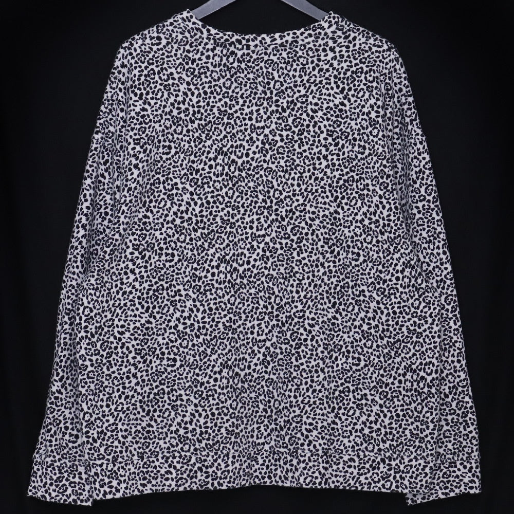 VALENTINO Leopard Print Sweatshirt White Black Size L