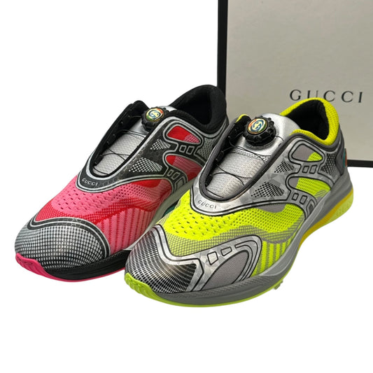 GUCCI 20SS Ultrapace R Mismatched Yellow Sneakers Size 8