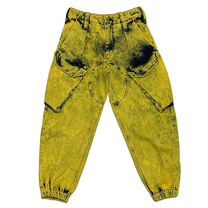 MARQUES ALMEIDA AW20 Acid Washed Cotton Pants Yellow Size S
