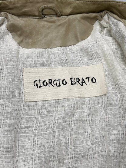 Giorgio Brato Beige Garment Dyed Biker Jacket Size 50