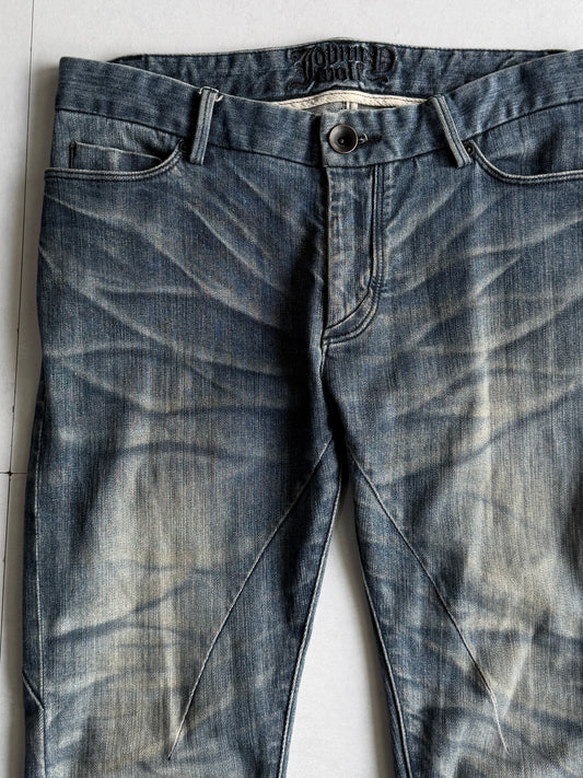 Johnny Wolf Faded Zip Flare Denim Size 2