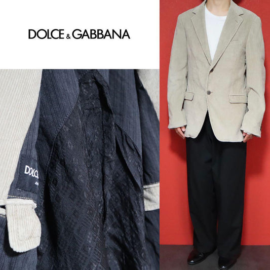 D&G Beige Corduroy Tailored Jacket Size 48