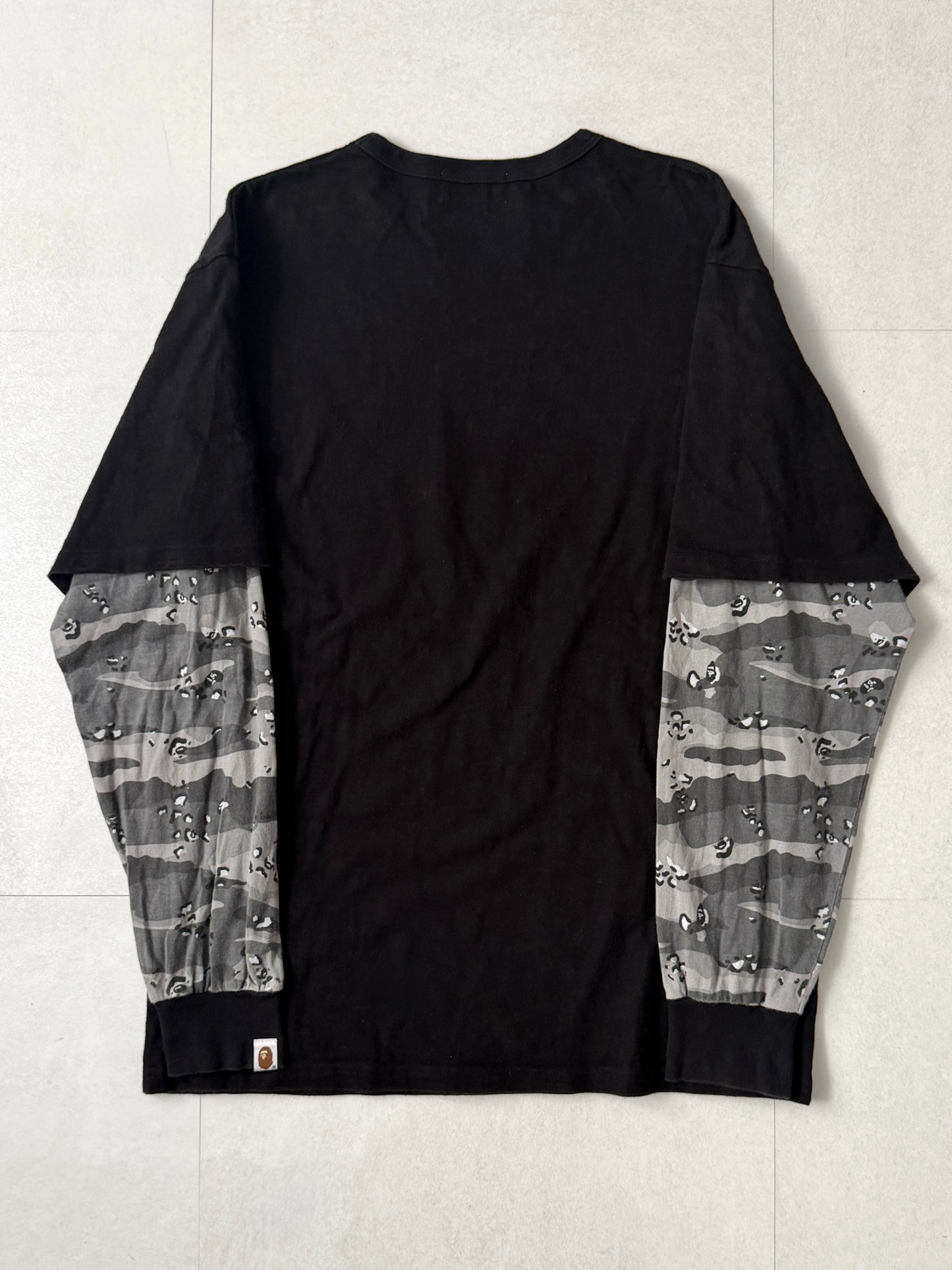Bape Multi Camo Layered Long Sleeve Shirt Size XL