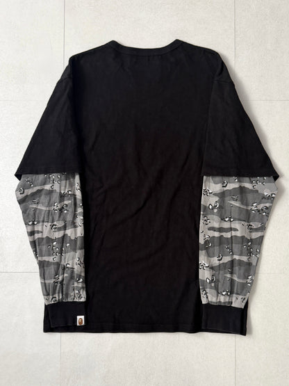 Bape Multi Camo Layered Long Sleeve Shirt Size XL
