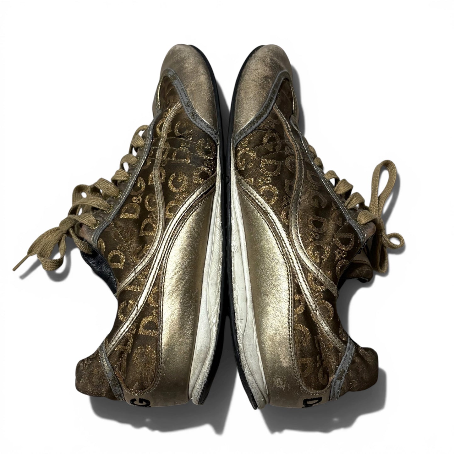 Vintage 00s Dolce&Gabbana SWAN Gold Sneakers