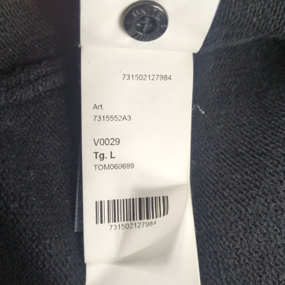 STONE ISLAND Logo Patch Crew Neck Wool Sweater Black Size L