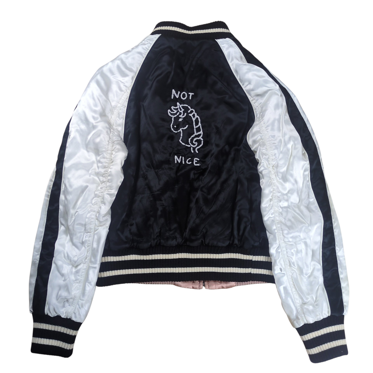 Miu Miu MIU Logo Reversible Rayon Souvenir Jacket Size 36