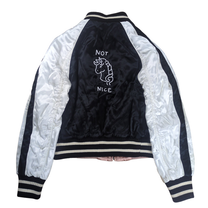 Miu Miu MIU Logo Reversible Rayon Souvenir Jacket Size 36