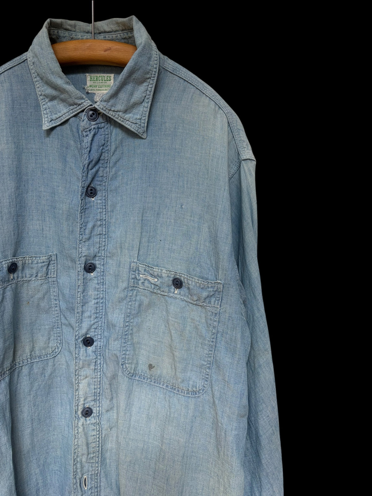 HERCULES 50s Vintage Chambray Long Sleeve Shirt