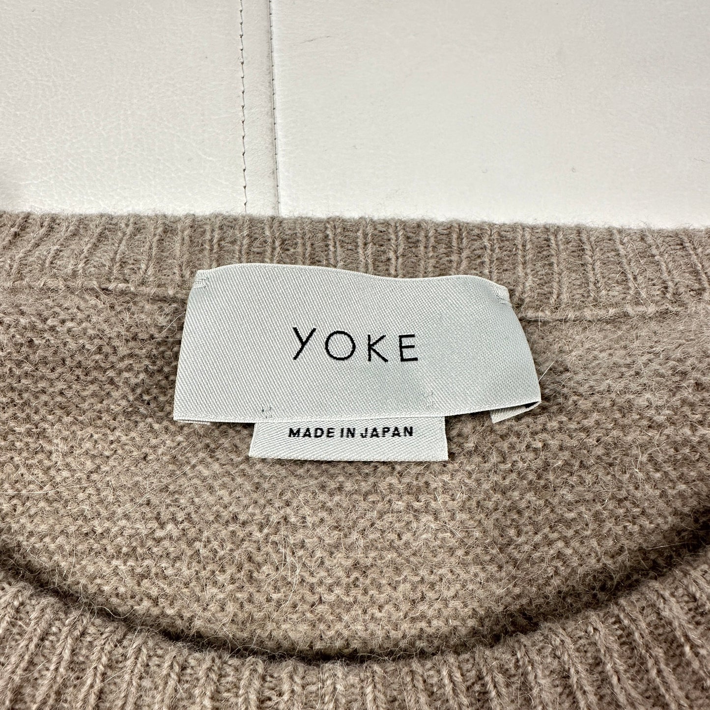 YOKE 19AW Beige Alpaca Wool Crewneck Knit Sweater Size M