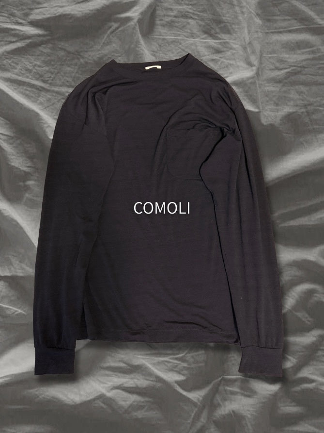 COMOLI AW15 Jersey Wool Long-Sleeve T-Shirt Black Size M