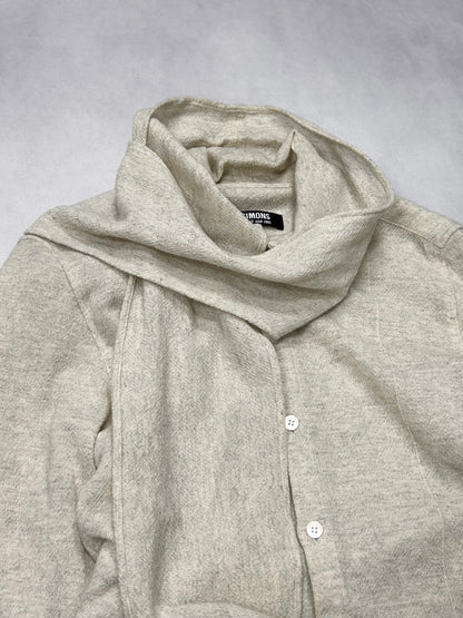 Raf Simons Scarf Collar Wool Shirt (F/W 08) Beige Size 44