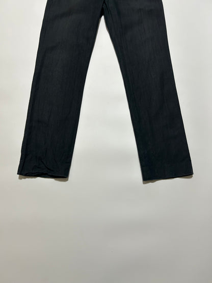 DKNY TROUSERS 2000s Black Linen Cotton
