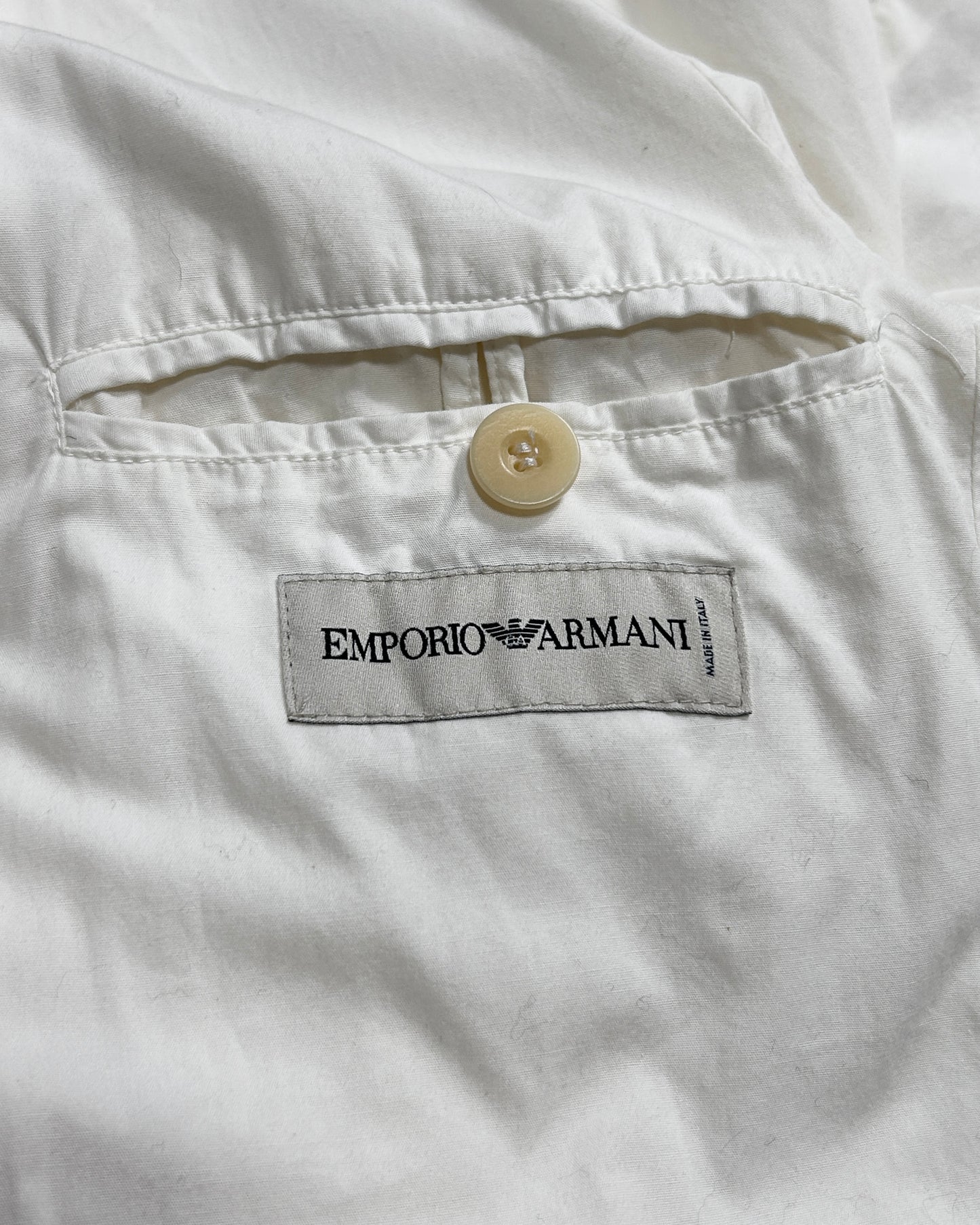 Emporio Armani 2000s Linen Stand Collar Zip Jacket Size 50