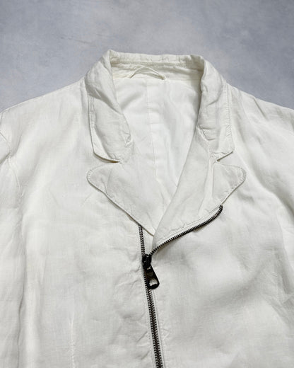 Emporio Armani 2000s Linen Stand Collar Zip Jacket Size 50