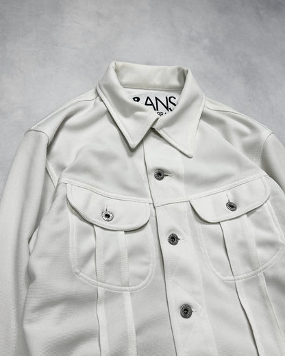 J&ANS DOLCE&GABBANA White Piqué Trucker Jacket Size M