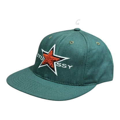 STUSSY 90s USA "STAR" Logo Snapback Cap Green Deadstock
