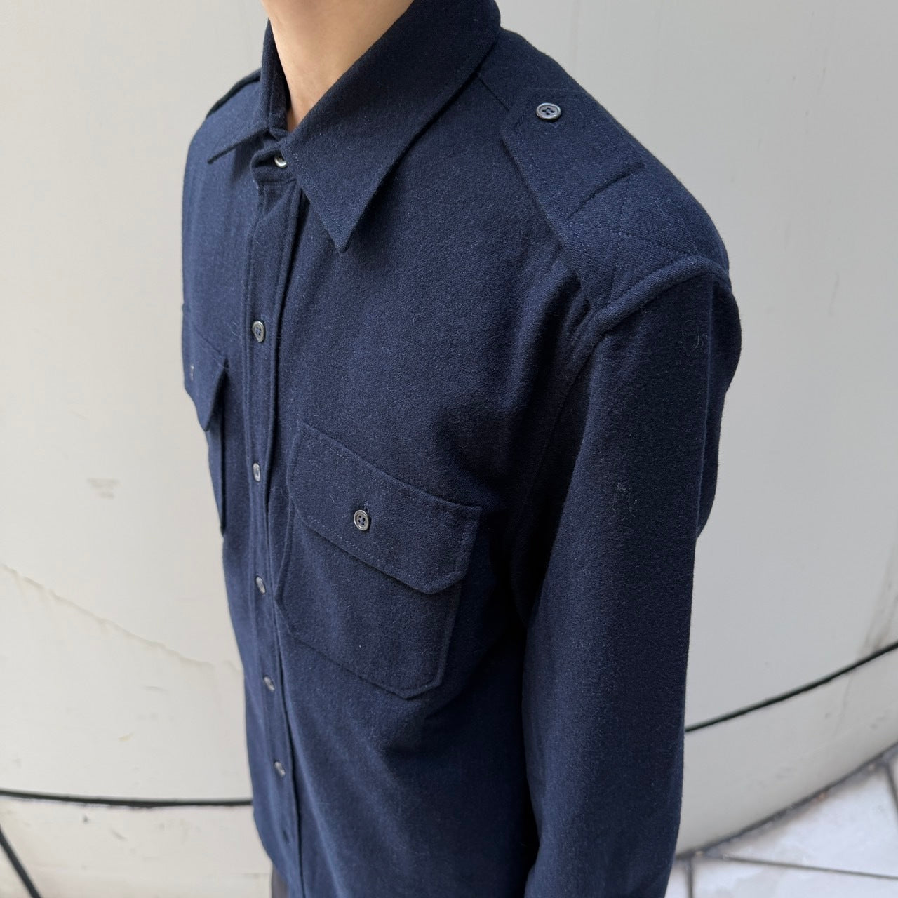 PRADA Navy Wool Military Shirt