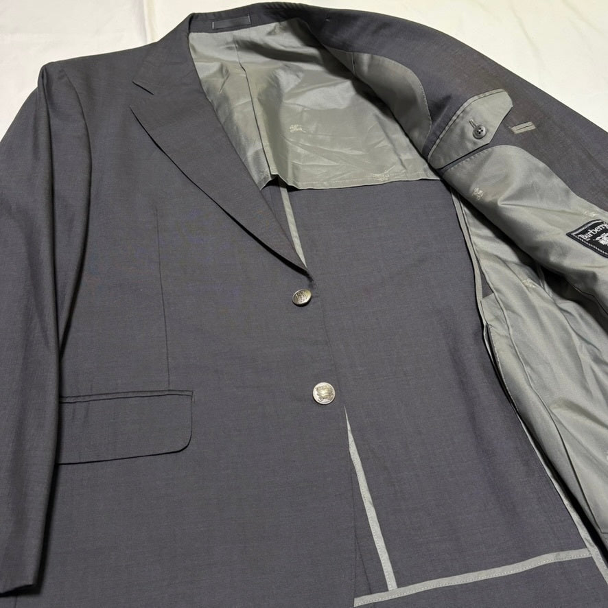 Burberrys 90s Blue-Gray Wool Tailored Jacket