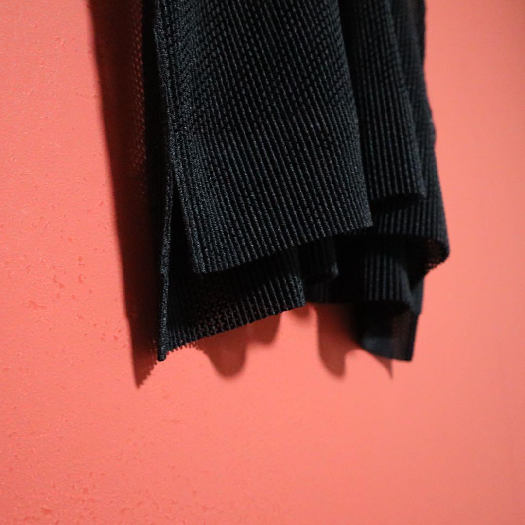 PLEATS PLEASE Black Sheer Mesh Pleated Tank Top Size 3