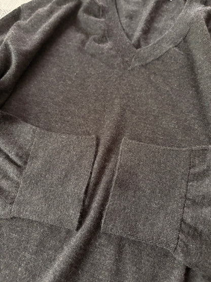 DOLCE & GABBANA 2010s Cashmere V-Neck Grey Black Size M