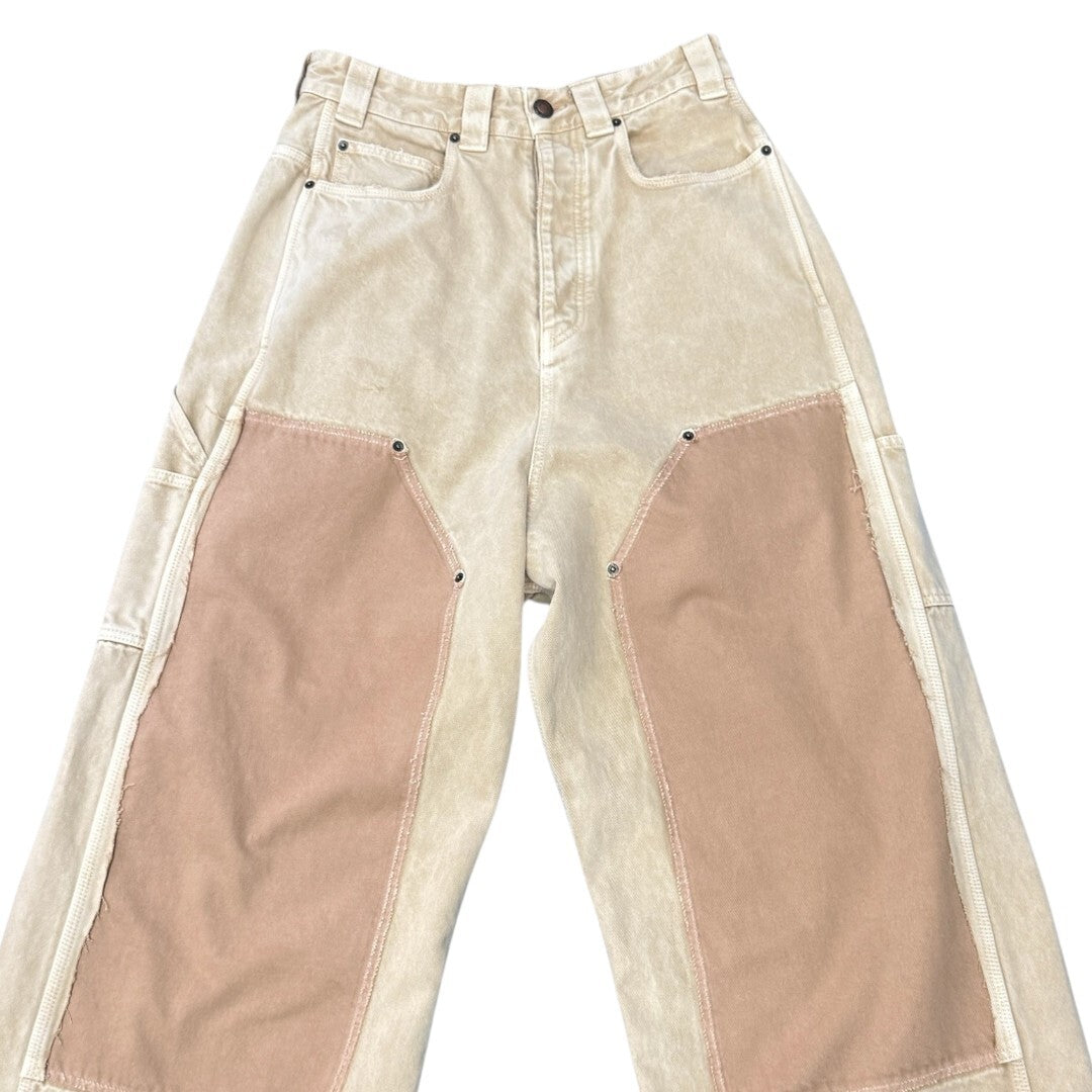 BALENCIAGA Washed Beige Double Knee Baggy Pants Size XS