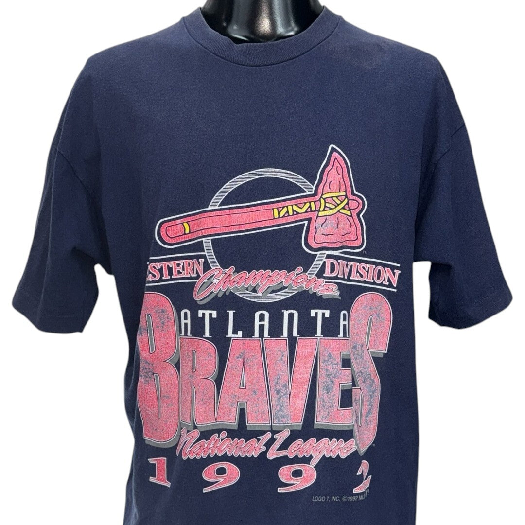 ATLANTA BRAVES 90s 1992NL Western Division Champions T-Shirt Size XL