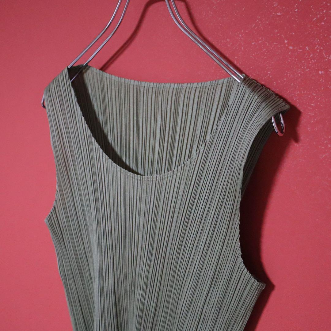 PLEATS PLEASE 97SS Pleated Sleeveless Top Green Size 3