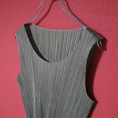 PLEATS PLEASE 97SS Pleated Sleeveless Top Green Size 3
