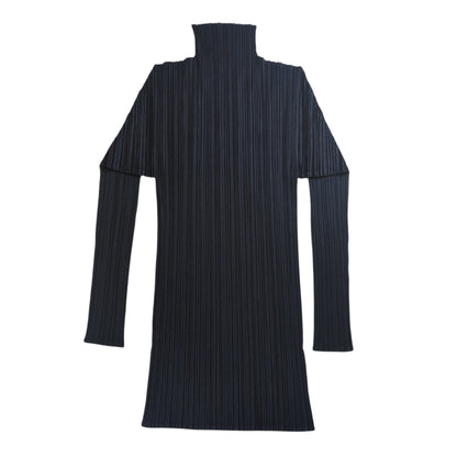 PLEATS PLEASE ISSEY MIYAKE Black High Neck Long Sleeve Shirt Size 3