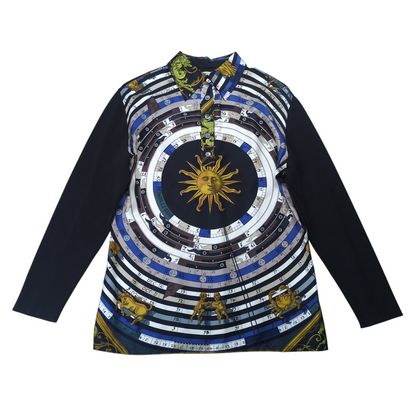 HERMES Margiela DIES ET HORE Silk Polo Shirt Black Size M