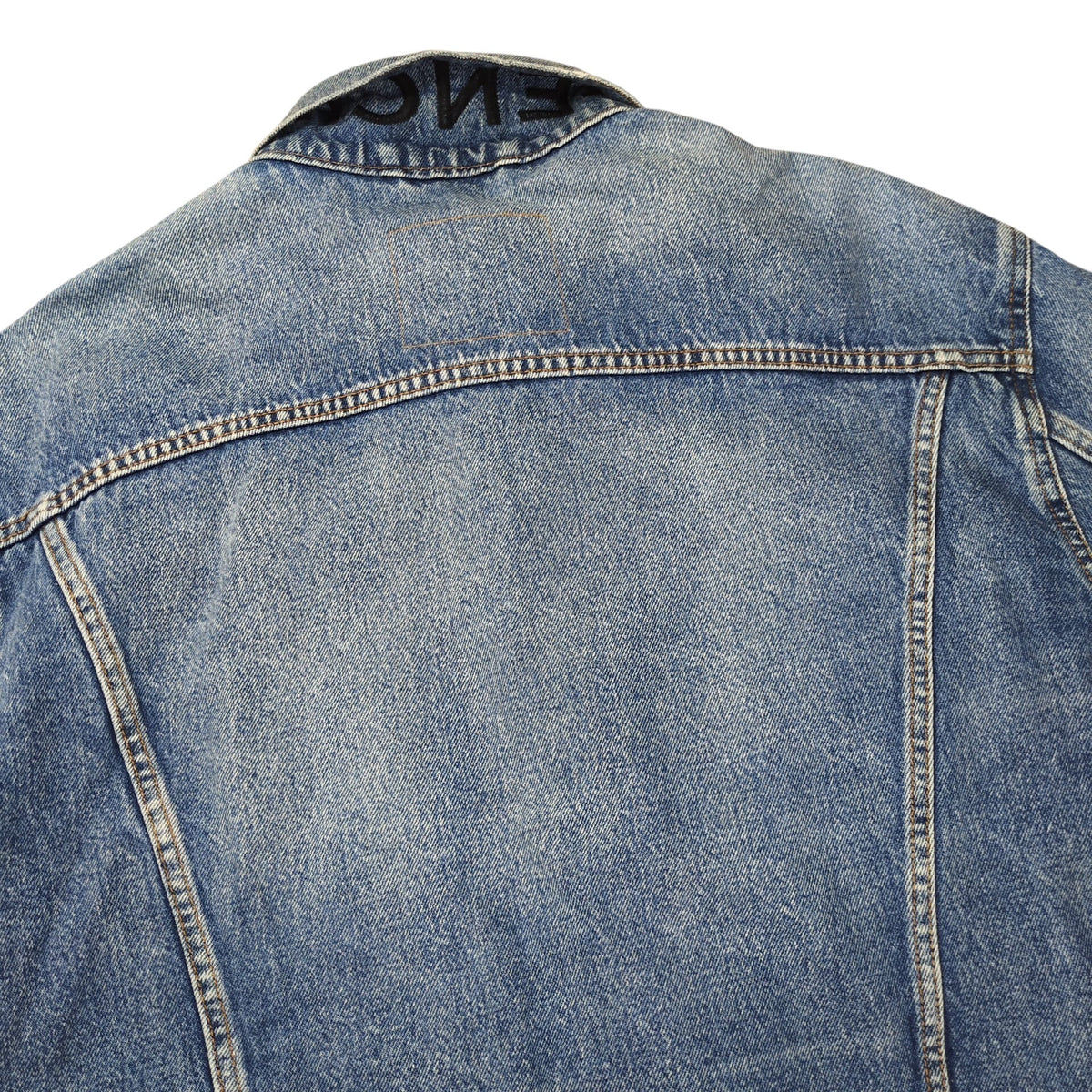 Balenciaga Neck Logo Distressed Denim Jacket Size 34