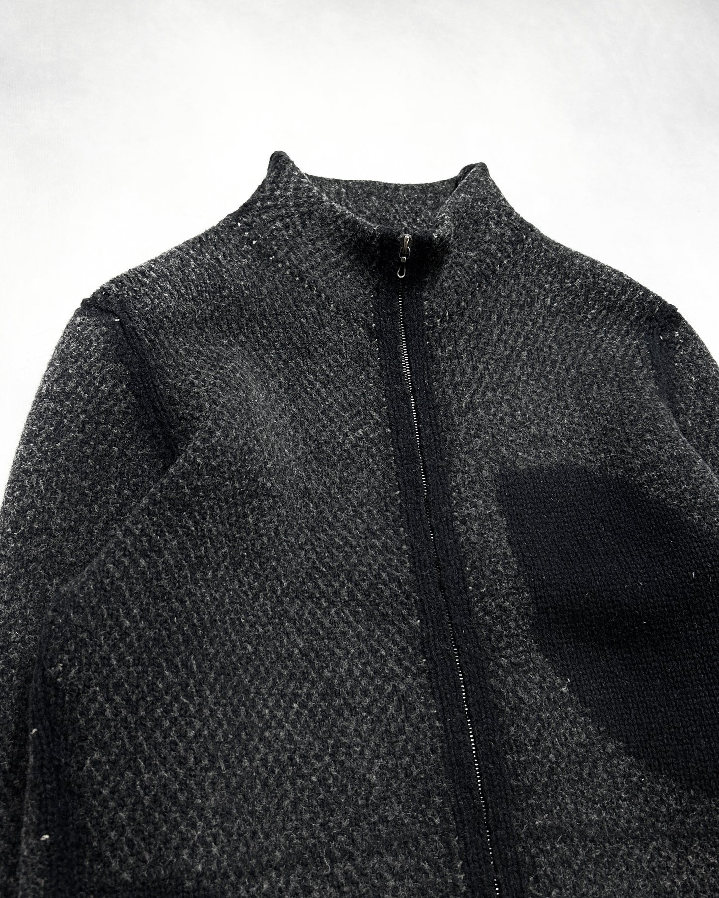 Label Under Construction Zip-Up Intarsia Knit Coat Size M